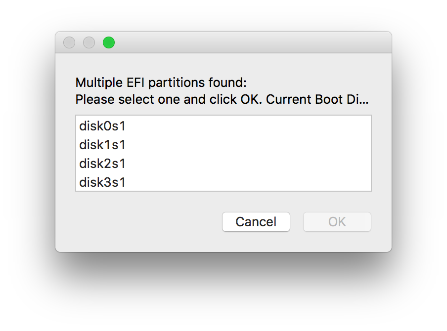 efi system partion for mac with frisk