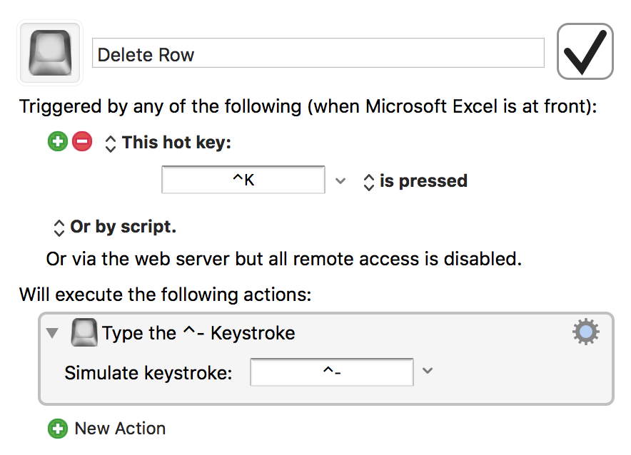 hotkey for excel mac macro