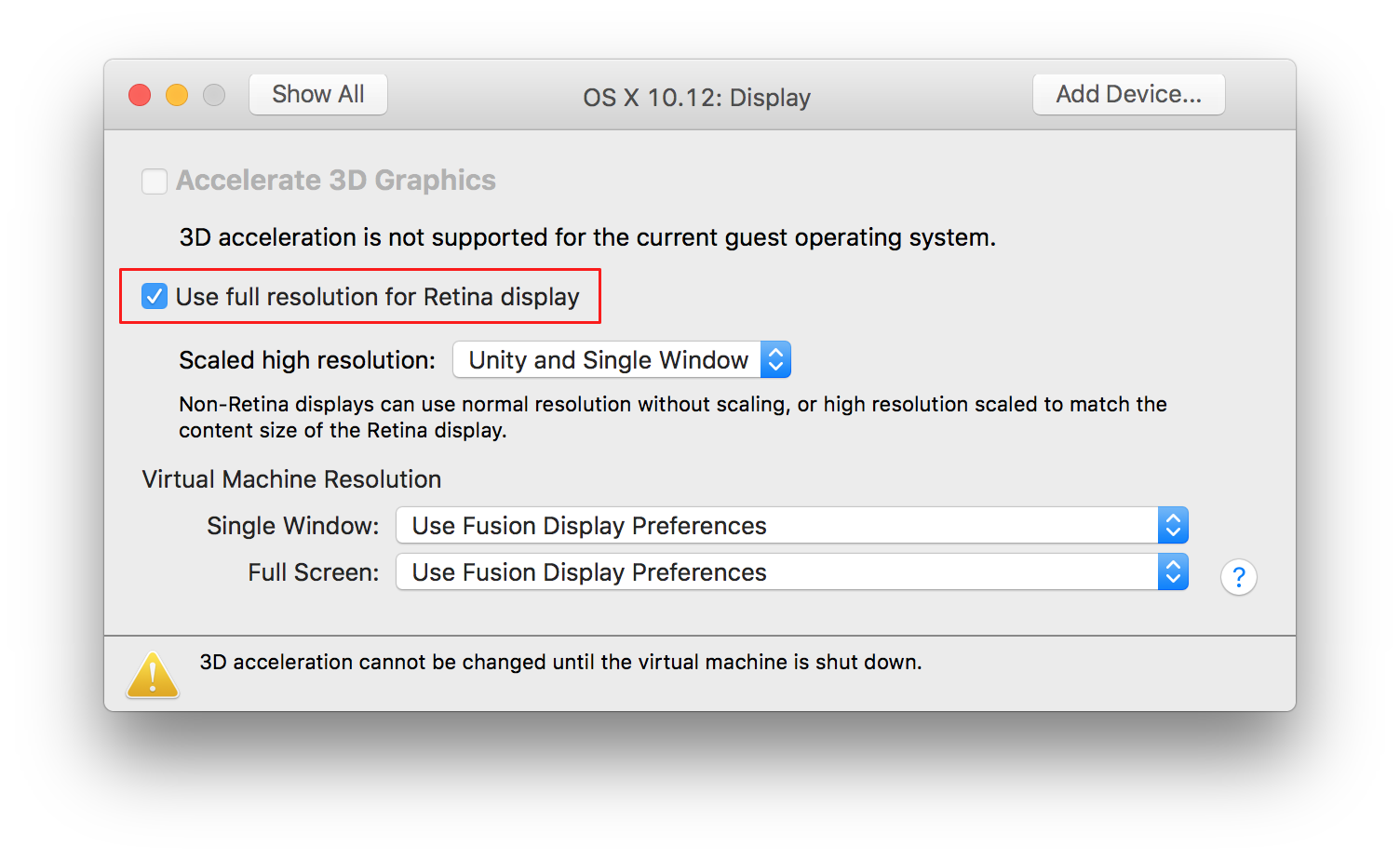 os x yosemite vmware resolution