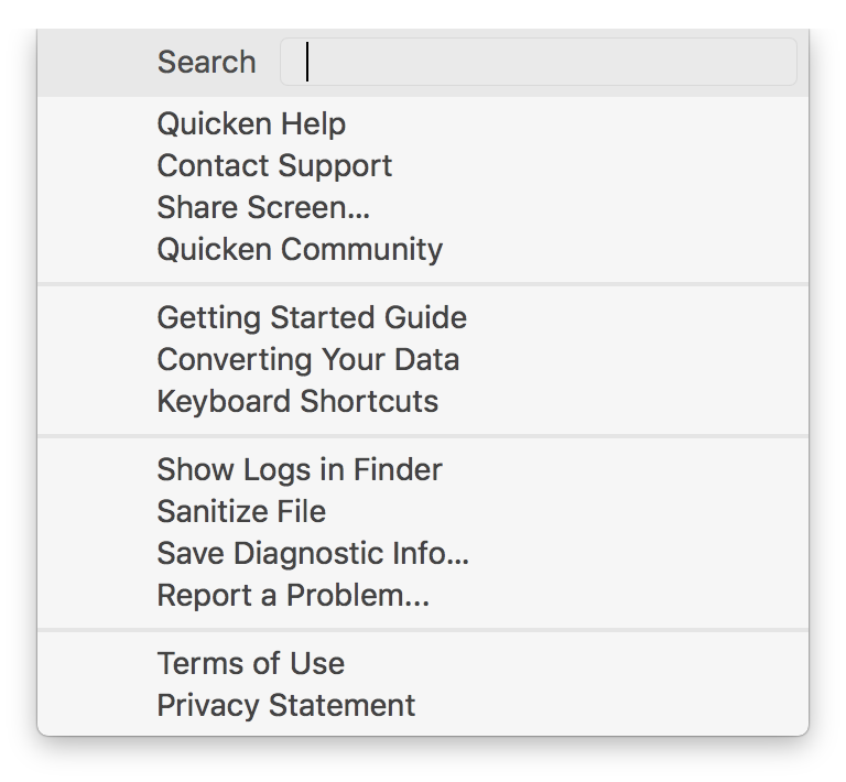 show total of queried data in quicken 2017 for mac